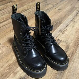 Dr Martens Jadon Black Leather Platform Boots  US Size 5M/6W Unisex